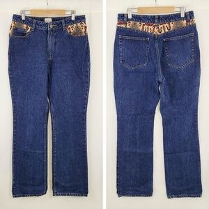 Vintage Wrangler straight leg jeans southwestern tapestry dark blue size 8 x 32